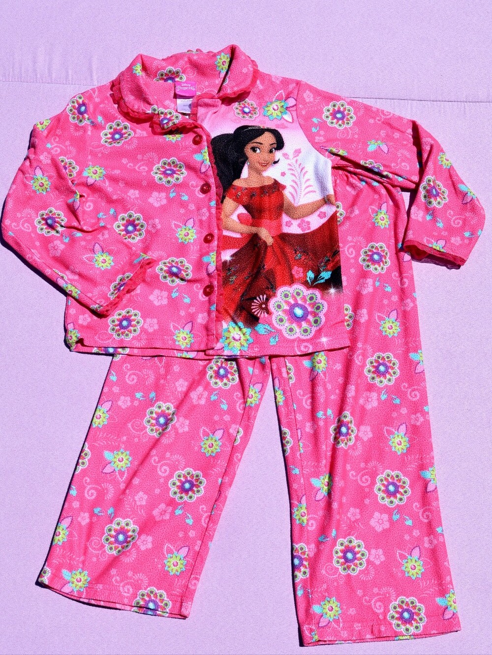 2016 Disney Princess Elena Of Avalor Two Piece Button Down Flannel Size 6 Pajama